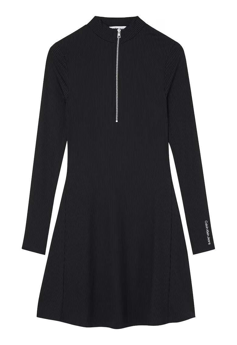 Calvin Klein Jeans Rochie striata cu fenta cu fermoar - Negru