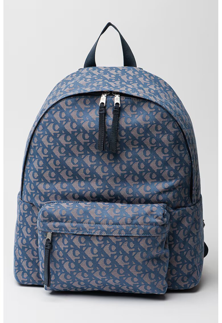 Calvin Klein Jeans Rucsac cu model si buzunar exterior - Albastru prafuit/Bej