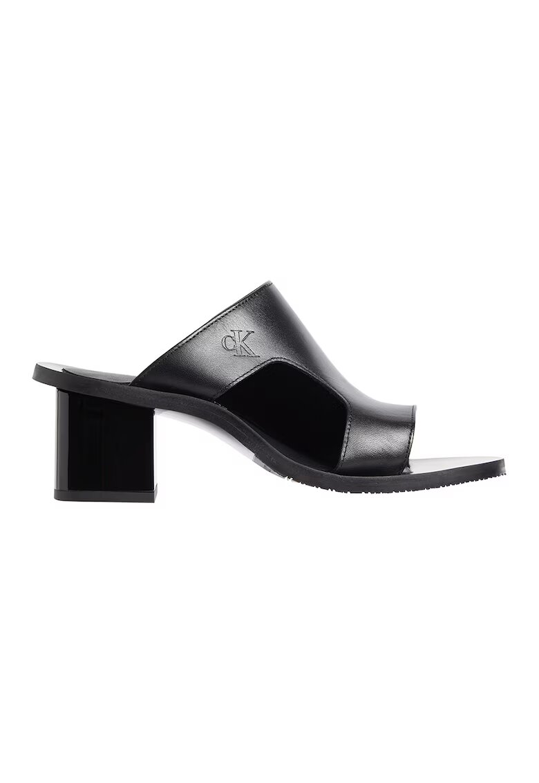 Calvin Klein Jeans Saboti din piele cu toc masiv - Negru