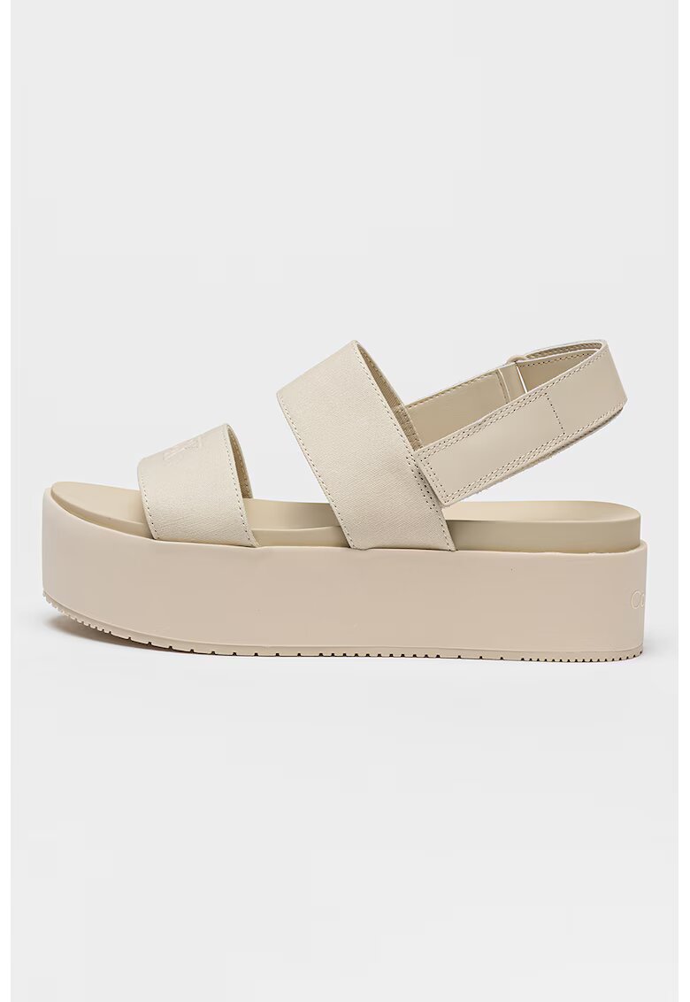 Calvin Klein Jeans Sandale flatform cu inchidere cu velcro - Gri deschis