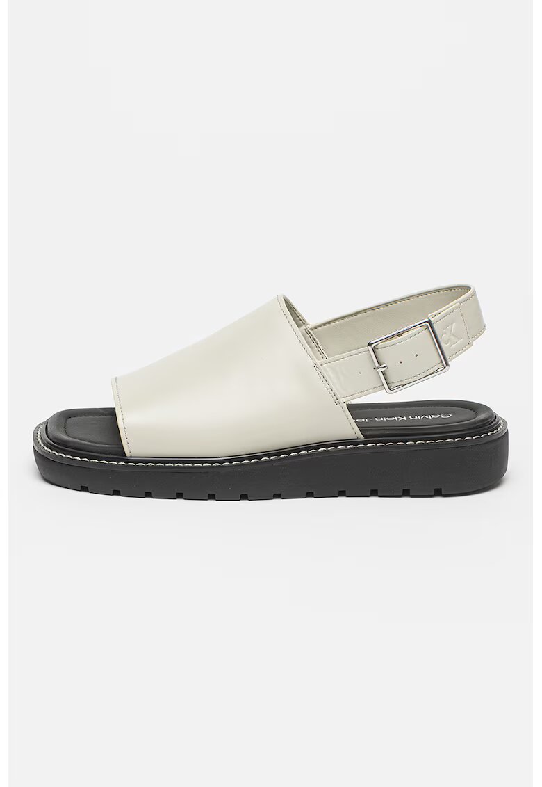 Calvin Klein Jeans Sandale slingback cu garnituri din piele - Grej