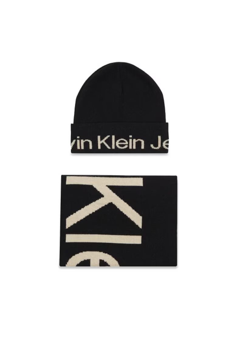 Calvin Klein Jeans Set de fular si caciula din bumbac organic