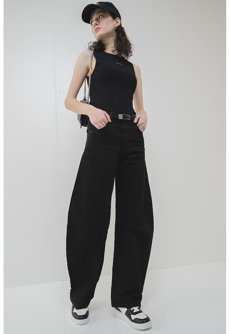 Calvin Klein Jeans Top cu model uni si detaliu cu logo discret