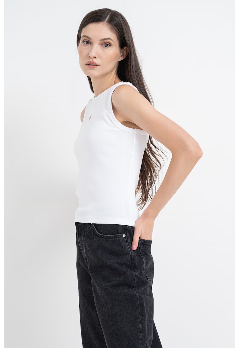 Calvin Klein Jeans Top slim fit cu decolteu racerback - Alb