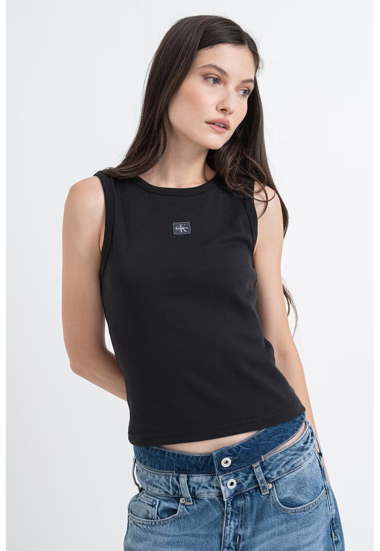 Calvin Klein Jeans Top slim fit cu decolteu racerback - Negru