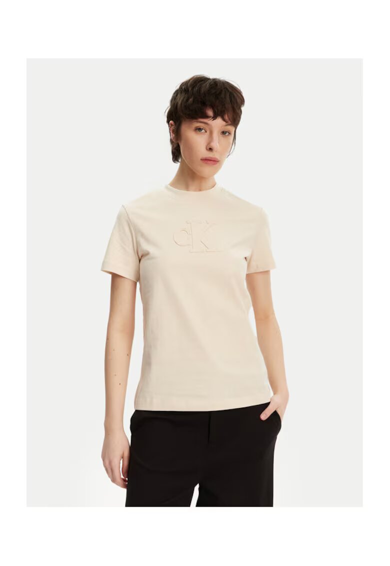 Calvin Klein Jeans Tricou dama - bej - bumbac -