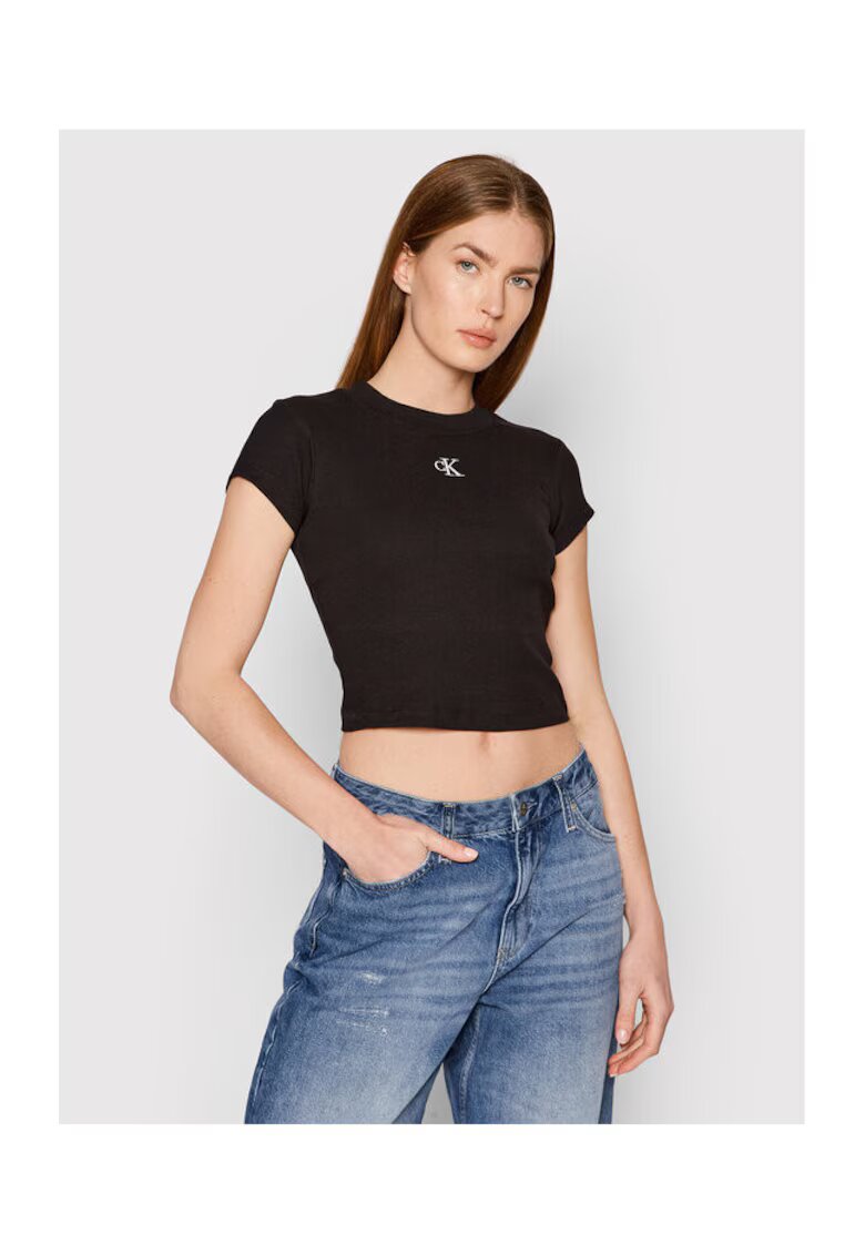 Calvin Klein Jeans Tricou dama - negru - bumbac - elastan -