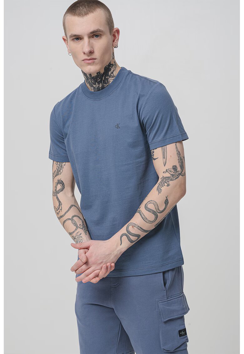 Calvin Klein Jeans Tricou de bumbac cu decolteu la baza gatului