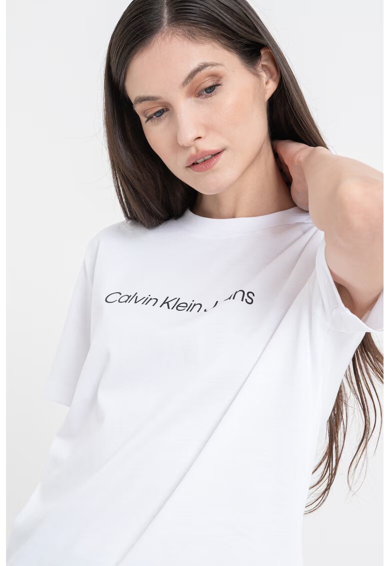 Calvin Klein Jeans Tricou de bumbac cu logo - Alb