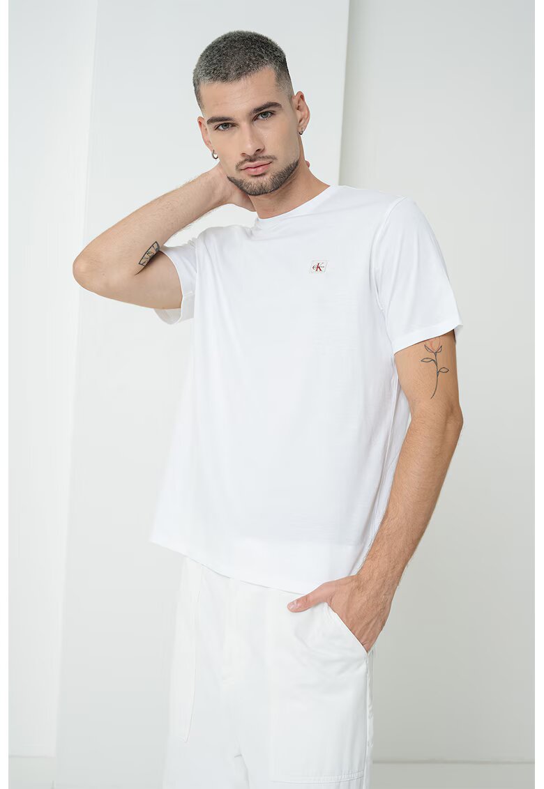 Calvin Klein Jeans Tricou de bumbac cu logo - Alb optic