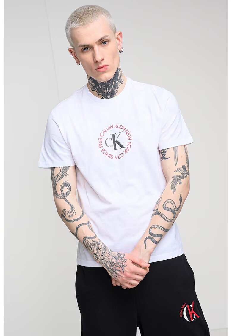 Calvin Klein Jeans Tricou de bumbac cu logo - Alb optic