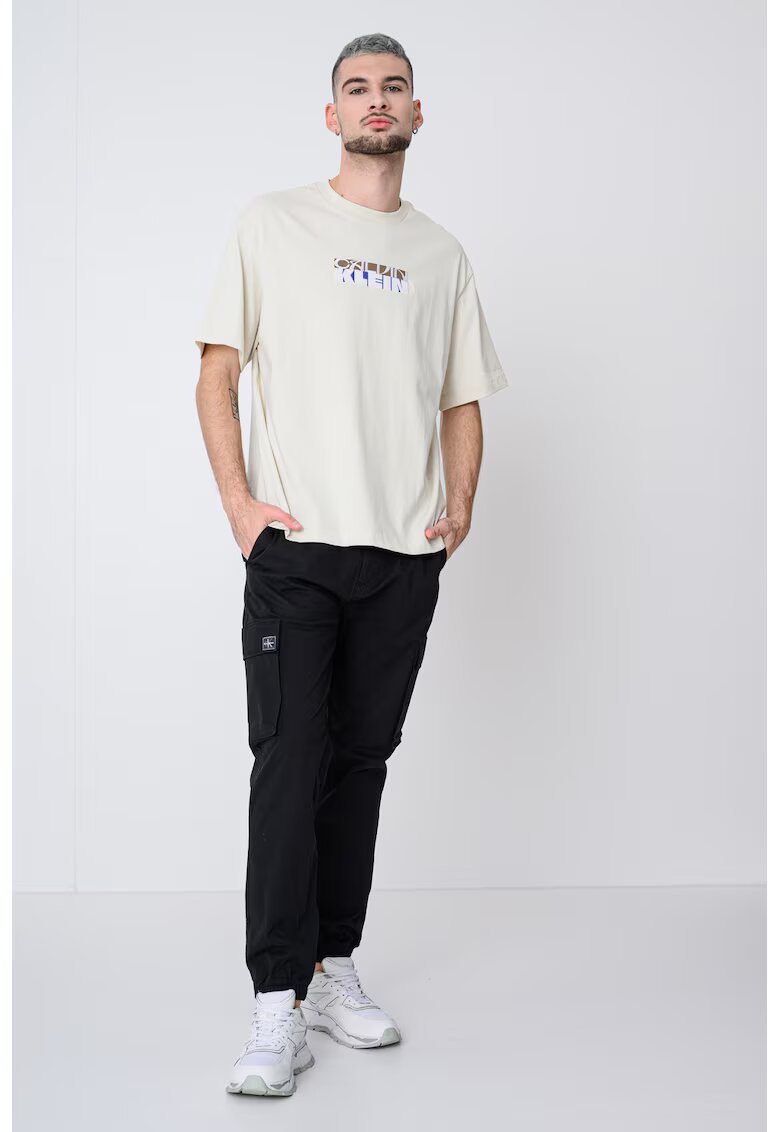 Calvin Klein Jeans Tricou de bumbac cu logo brodat - Crem