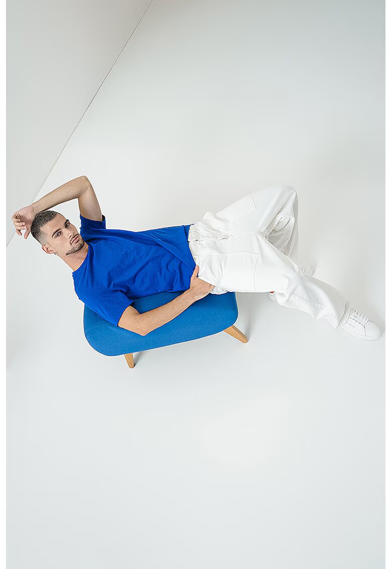 Calvin Klein Jeans Tricou din bumbac cu decolteu la baza gatului - Albastru royal