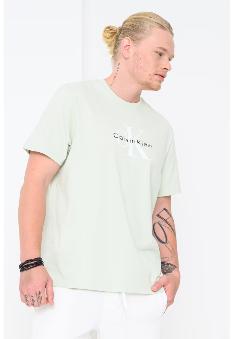 Calvin Klein Jeans Tricou din bumbac cu imprimeu logo - Verde pal