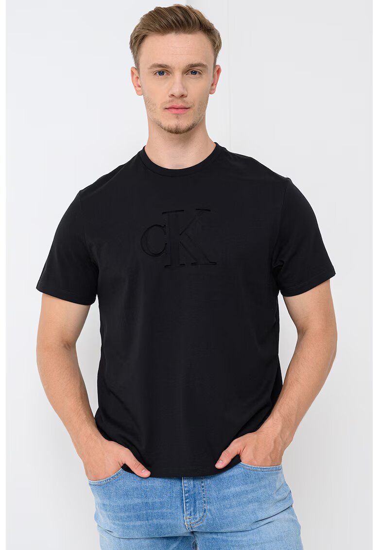 Calvin Klein Jeans Tricou din bumbac cu logo in relief - Negru
