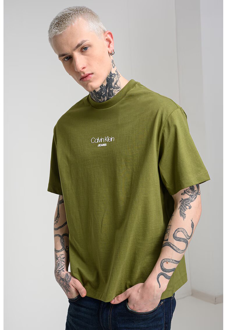 Calvin Klein Jeans Tricou lejer cu imprimeu logo - Verde