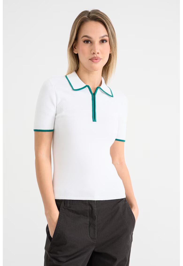 Calvin Klein Jeans Tricou polo cu garnituri contrastante - Alb/Verde