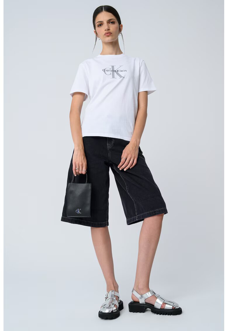 Calvin Klein Jeans Tricou relaxed fit cu imprimeu logo - Gri deschis/Negru stins/Alb optic