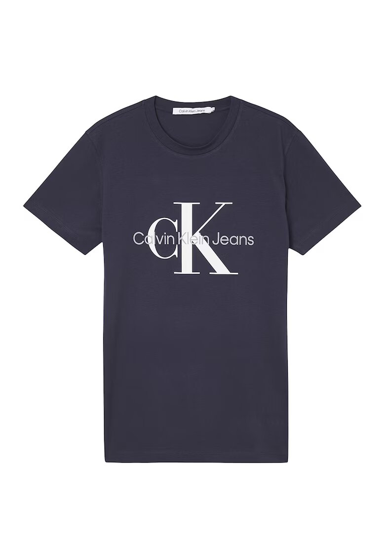 Calvin Klein Jeans Tricou slim-fit cu imprimeu logo - Alb/Albastru ultramarin