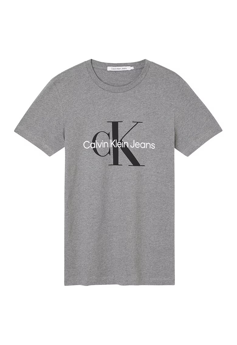 Calvin Klein Jeans Tricou slim-fit cu imprimeu logo - Negru/Gri melange