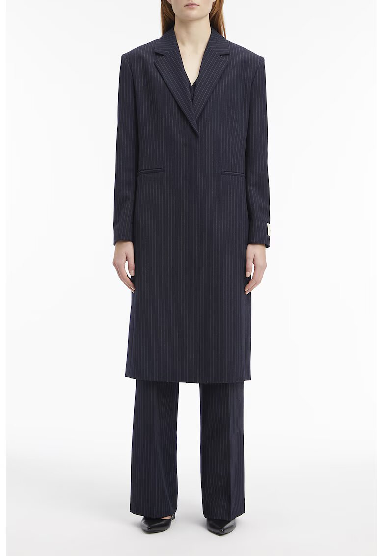 Calvin Klein Palton cu dungi si buzunare cu refilet - Bleumarin