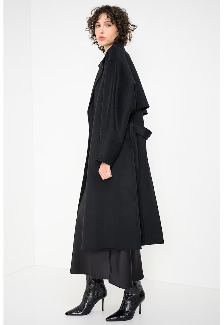 Calvin Klein Palton din amestec de lana cu cordon Hero - Negru