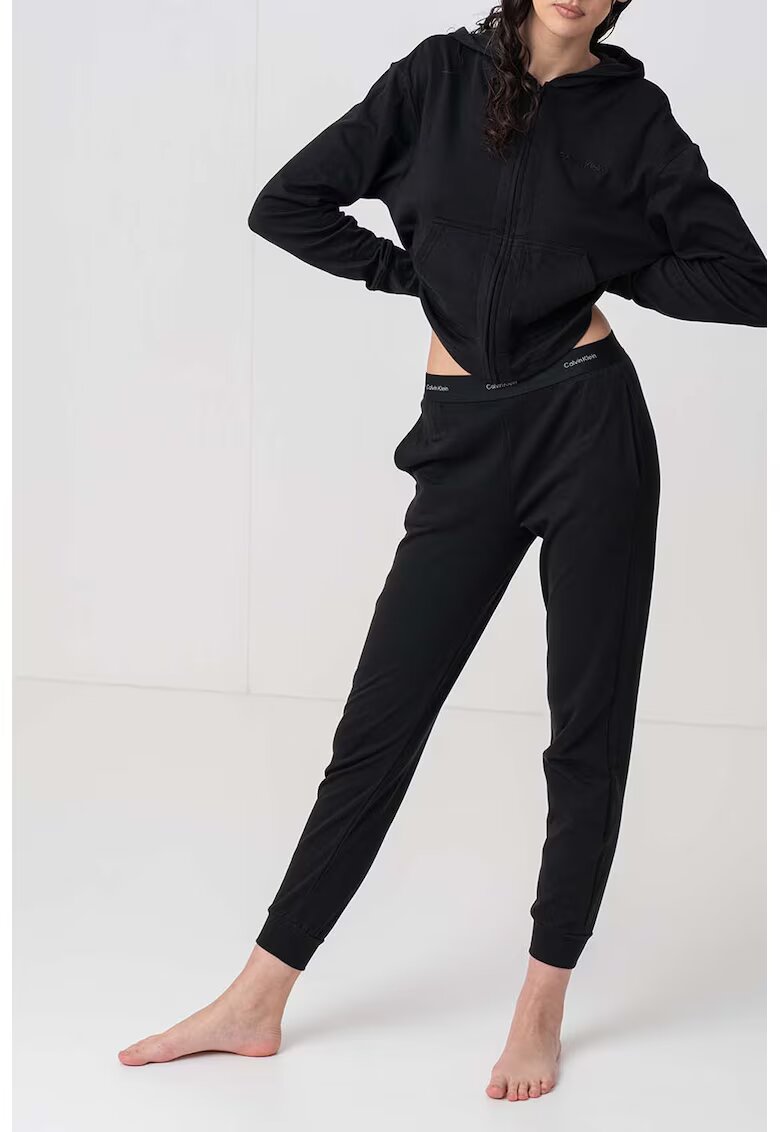 Calvin Klein Pantaloni de pijama cu banda elastica cu logo - Negru