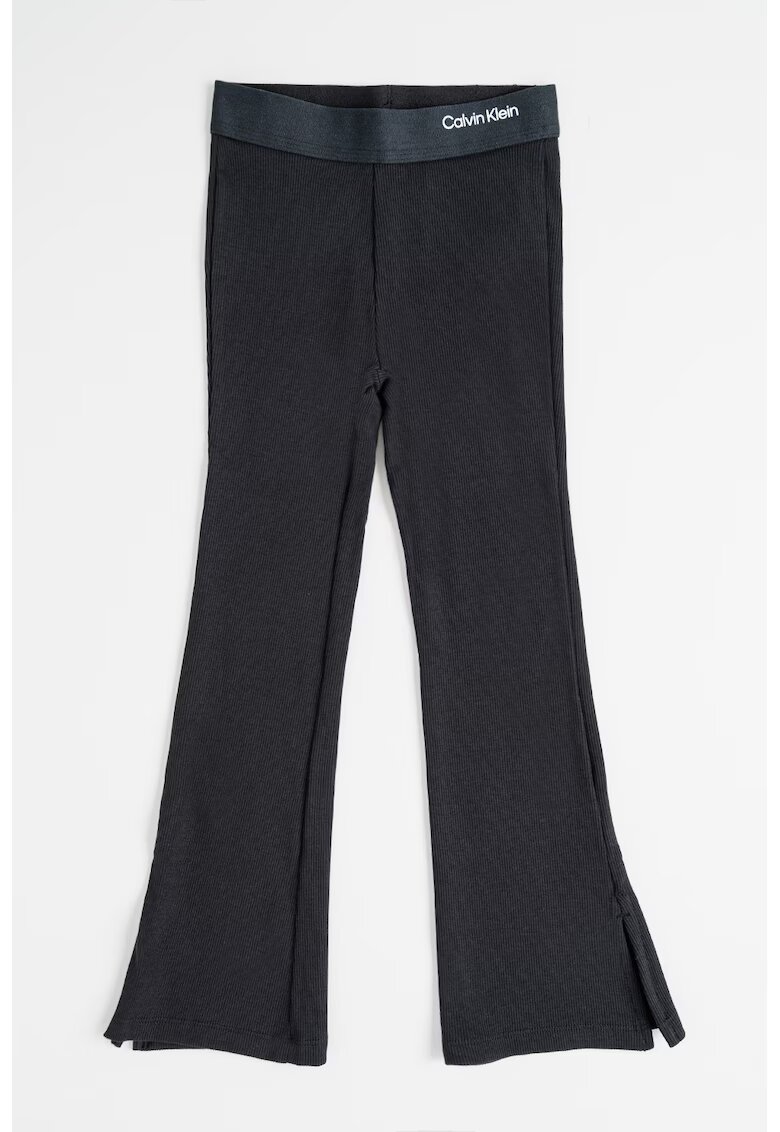 Calvin Klein Pantaloni evazati cu logo - Negru