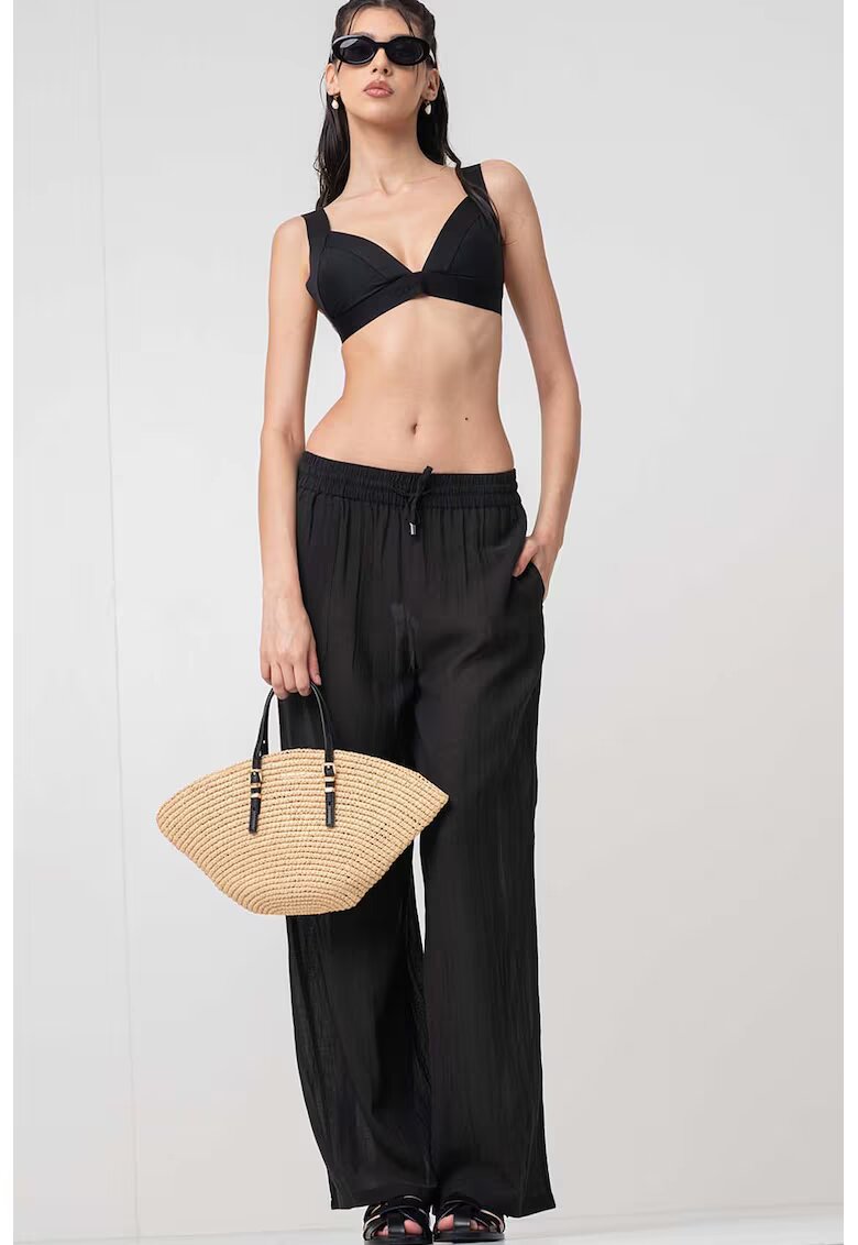 Calvin Klein Pantaloni relaxed fit cu snur in talie - Negru