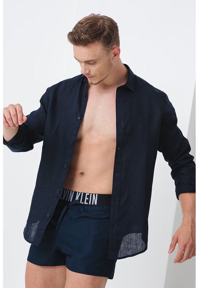 Calvin Klein Pantaloni scurti de baie cu banda logo - Bleumarin