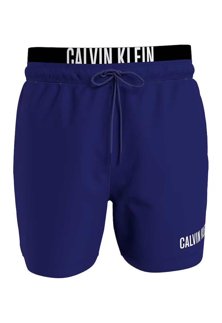 Calvin Klein Pantaloni scurti de baie cu banda logo in talie - Alb/Bleumarin