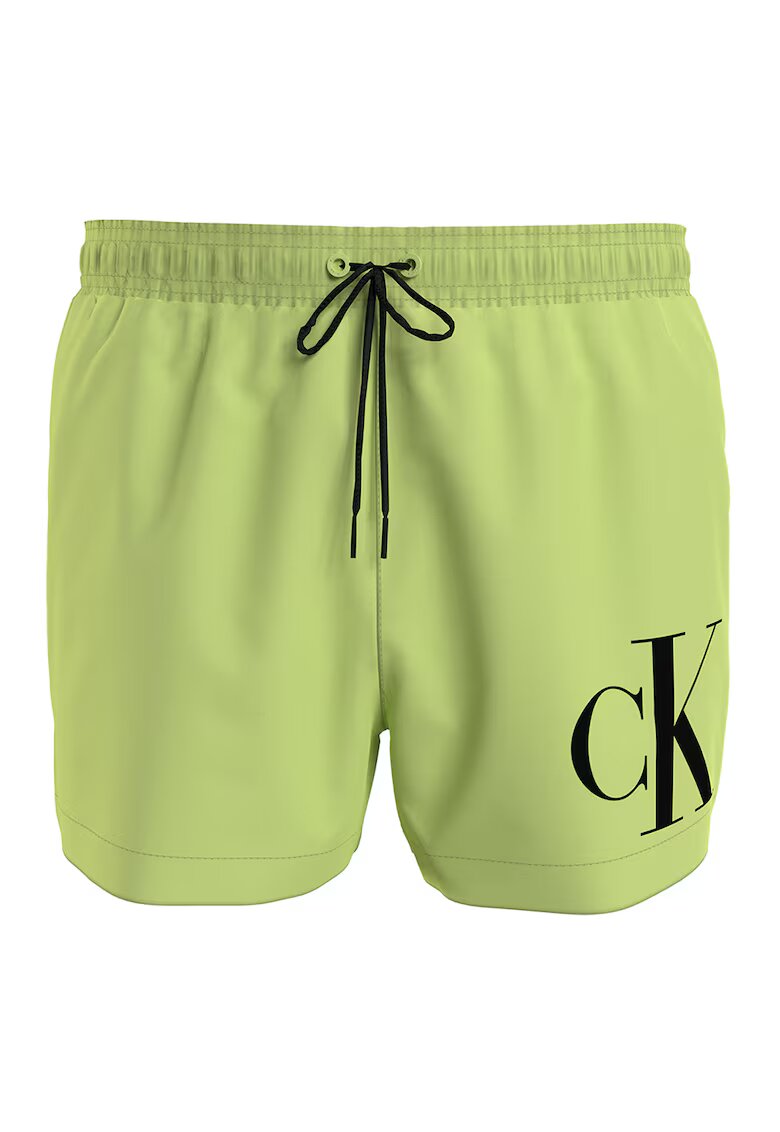 Calvin Klein Pantaloni scurti de baie cu imprimeu logo si snur de ajustare - Verde deschis