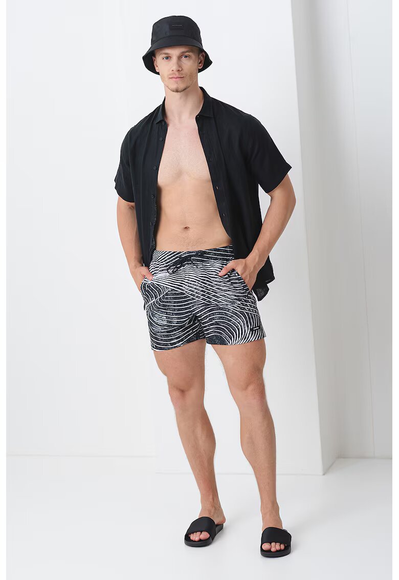 Calvin Klein Pantaloni scurti de baie cu snur - Albastru ultramarin/Alb murdar