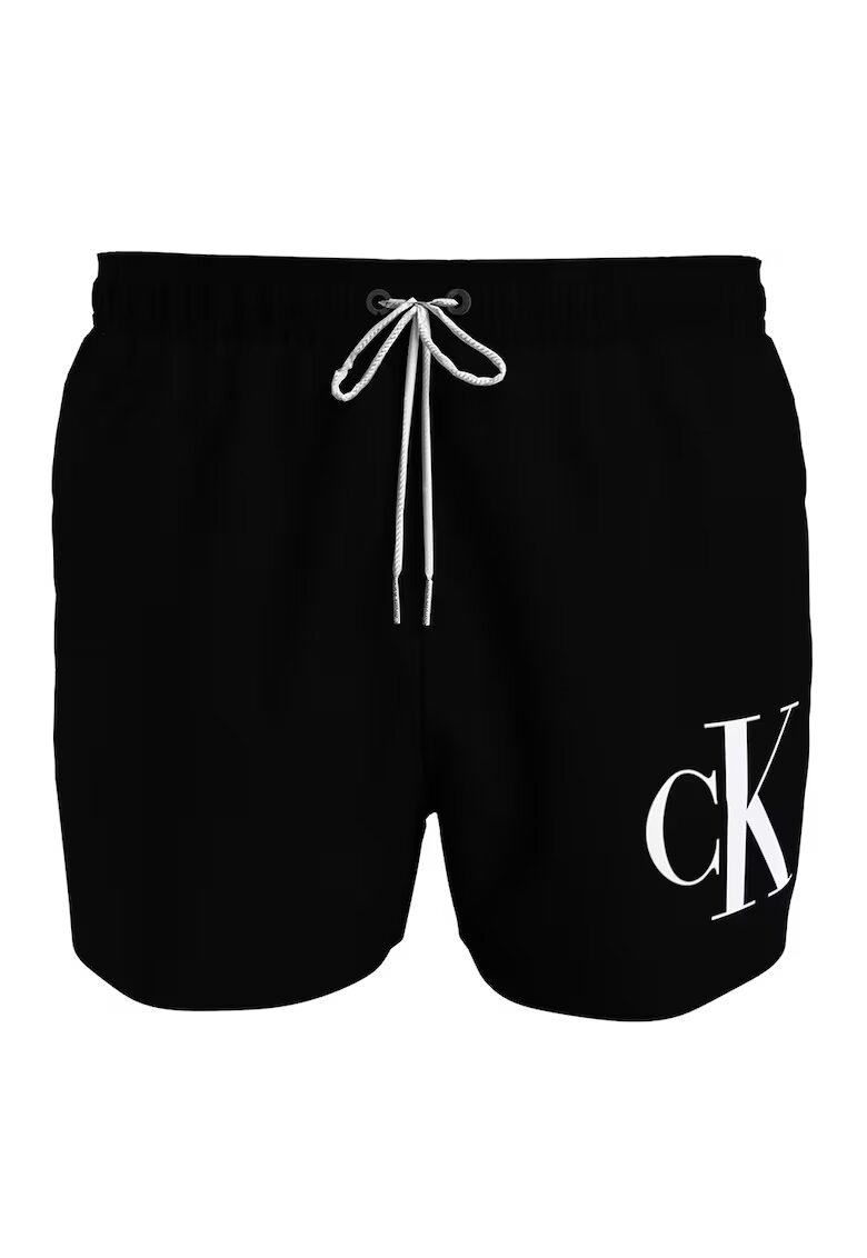 Calvin Klein Pantaloni scurti de baie cu snur de ajustare in talie - Negru