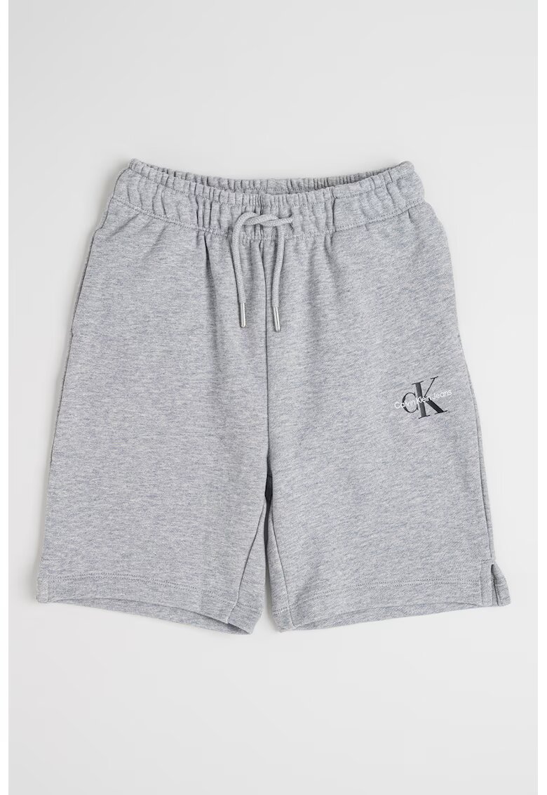 Calvin Klein Pantaloni scurti de bumbac cu imprimeu logo discret - Gri melange