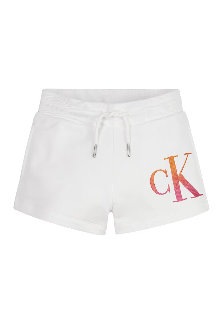 Calvin Klein Pantaloni scurti de bumbac organic cu logo brodat - Alb