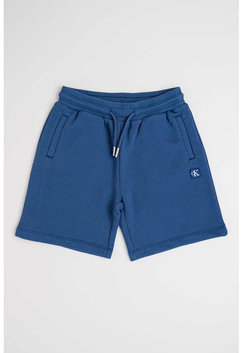 Calvin Klein Pantaloni scurti din amestec de bumbac cu logo - Albastru prafuit