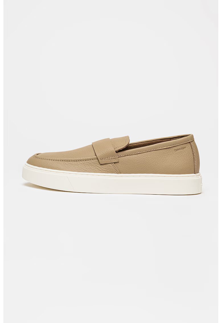 Calvin Klein Pantofi loafer din piele cu varf rotund - Maro camel