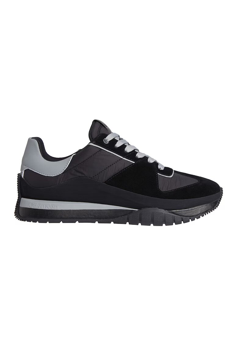 Calvin Klein Pantofi sport cu detalii de piele intoarsa - Negru/Gri cenusiu