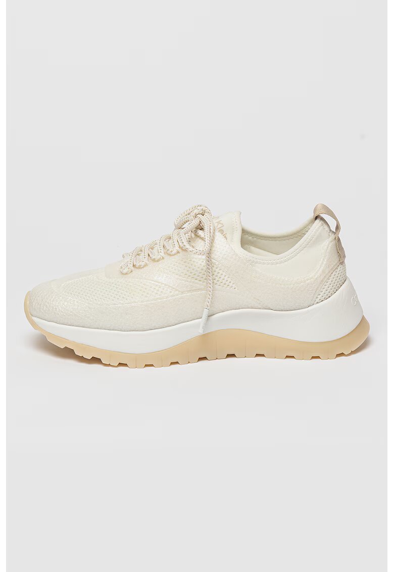 Calvin Klein Pantofi sport cu insertii de plasa Runner - Alb murdar
