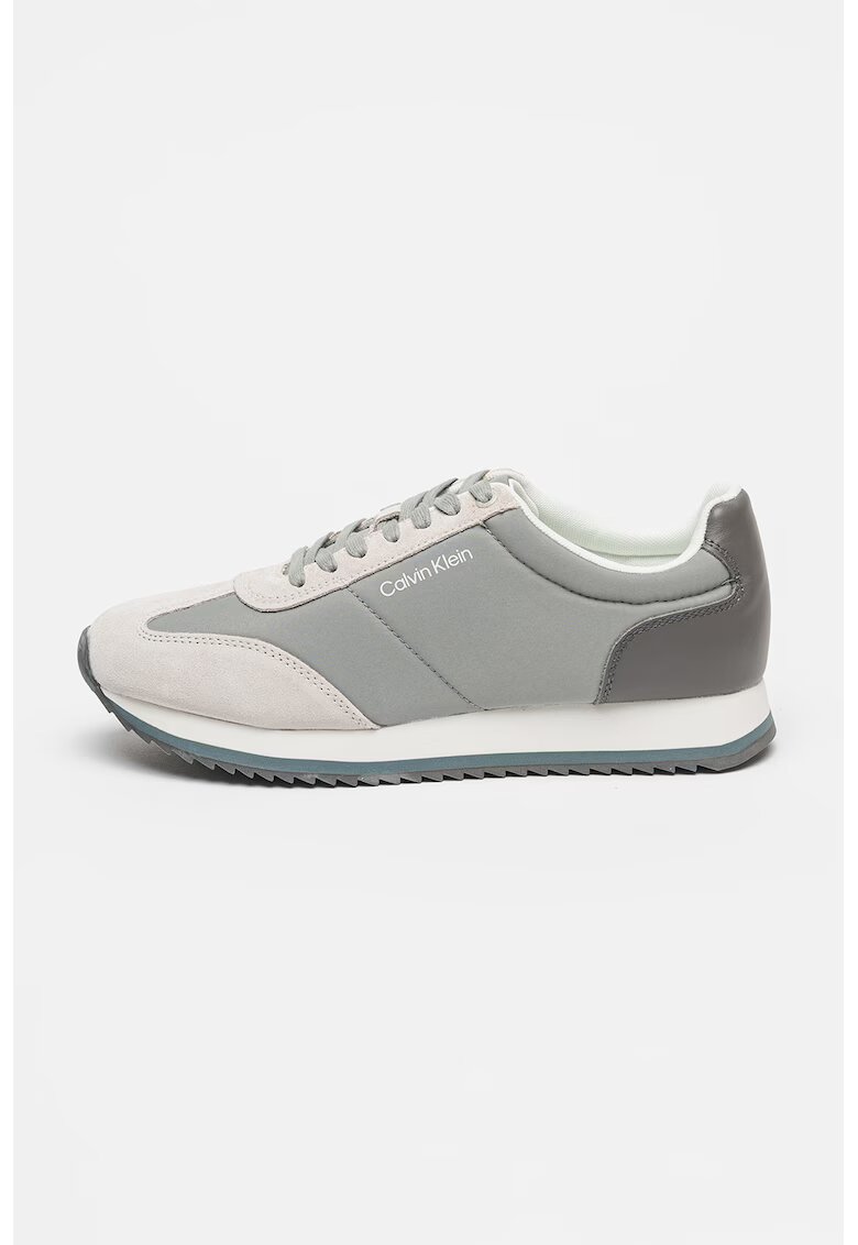 Calvin Klein Pantofi sport de panza cu garnituri de piele ecologica - Gri cenusiu