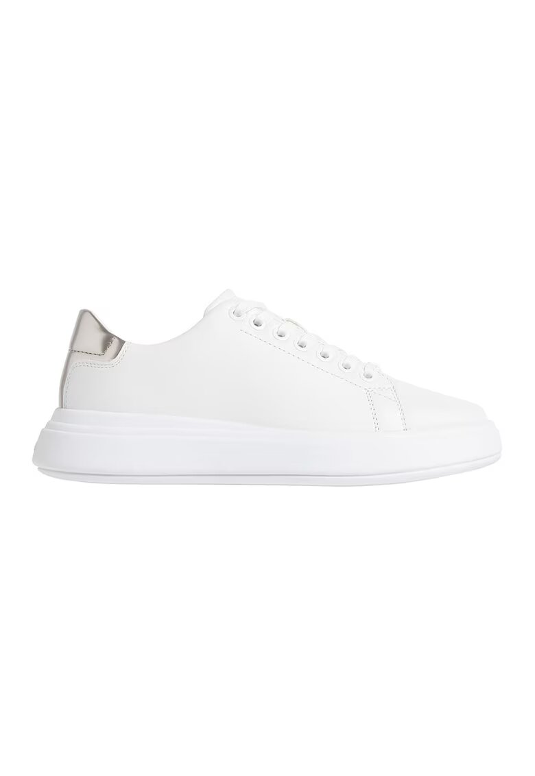 Calvin Klein Pantofi sport de piele - Alb/Argintiu