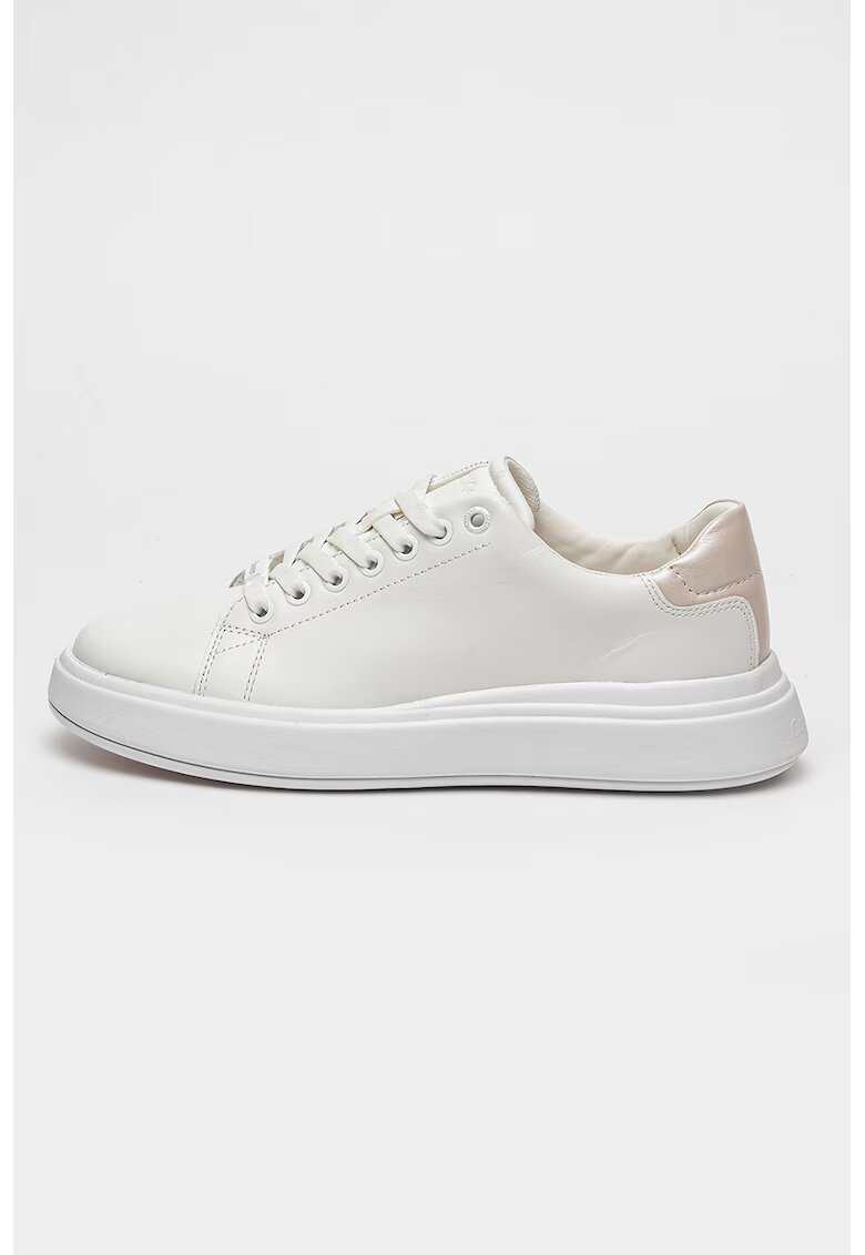 Calvin Klein Pantofi sport de piele - Alb/Roz prafuit
