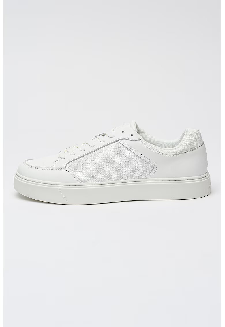 Calvin Klein Pantofi sport de piele cu detalii monograma Clean Cup - Alb optic