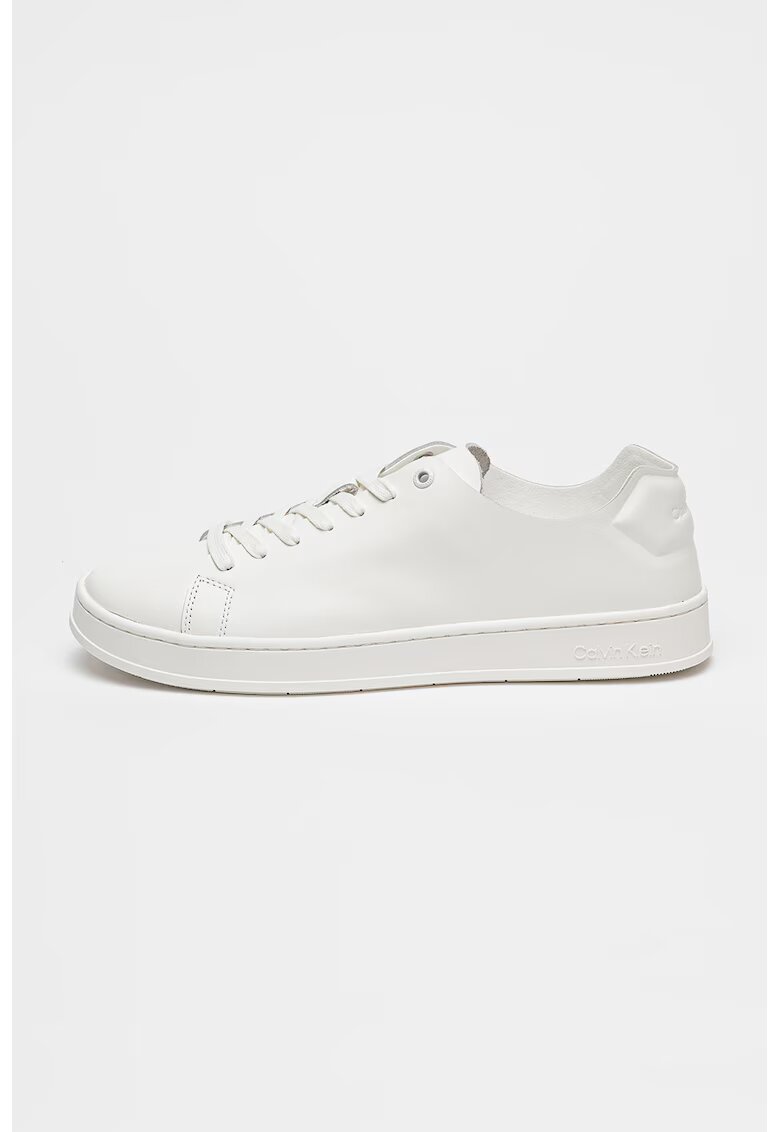 Calvin Klein Pantofi sport de piele cu logo discret - Alb