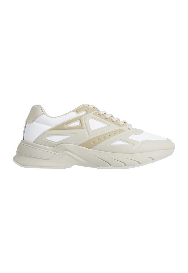 Calvin Klein Pantofi sport de piele ecologica si material textil - Alb/Grej