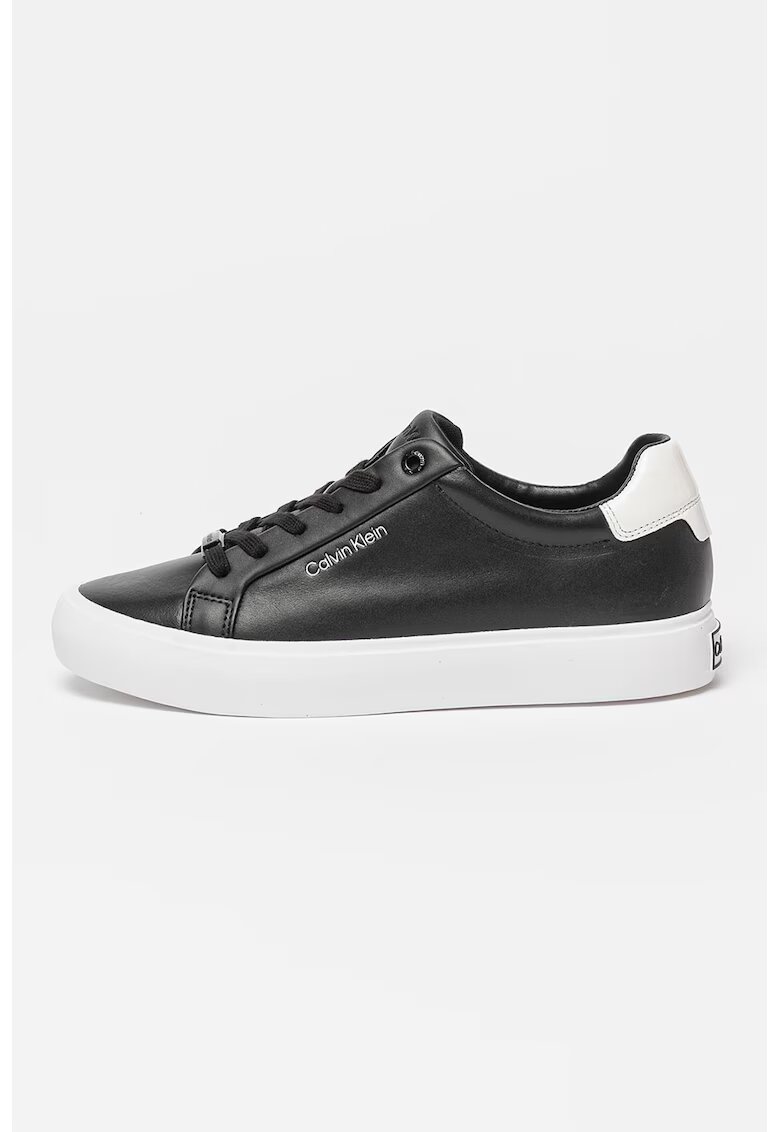 Calvin Klein Pantofi sport de piele si piele ecologica - Negru/Alb optic