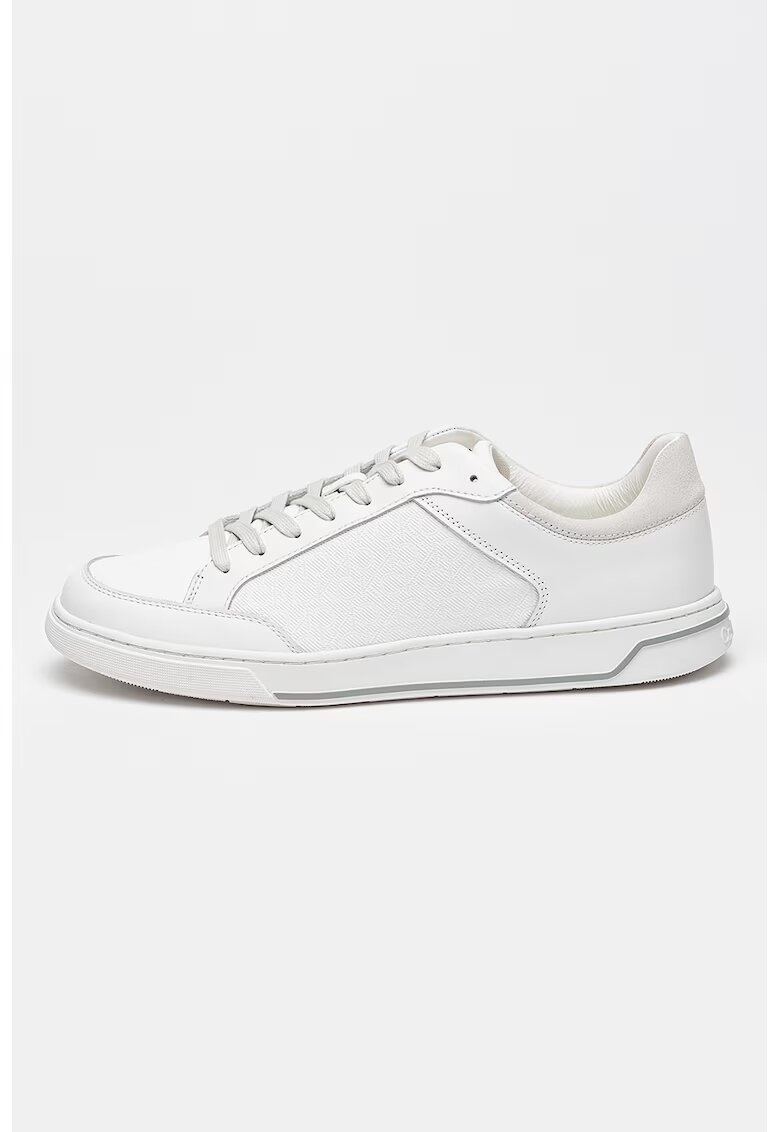 Calvin Klein Pantofi sport din piele cu garnituri din piele intoarsa - Gri deschis/Alb optic