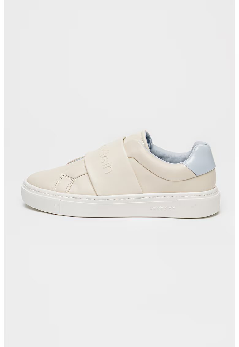 Calvin Klein Pantofi sport din piele cu logo - Alb fildes