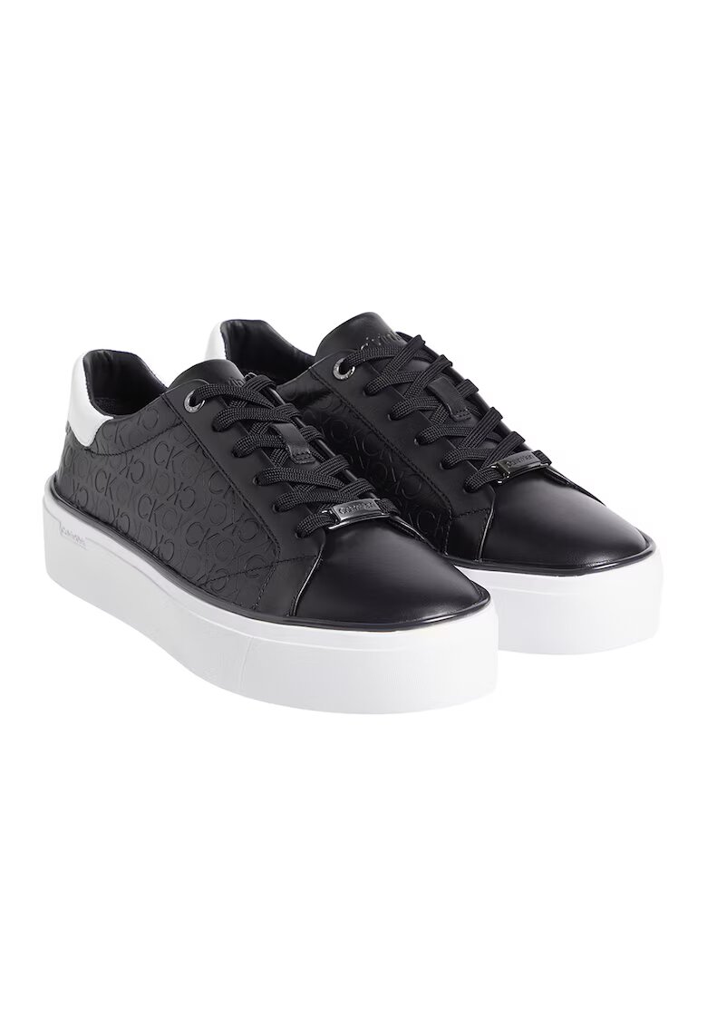 Calvin Klein Pantofi sport din piele cu model monograma - Alb/Negru